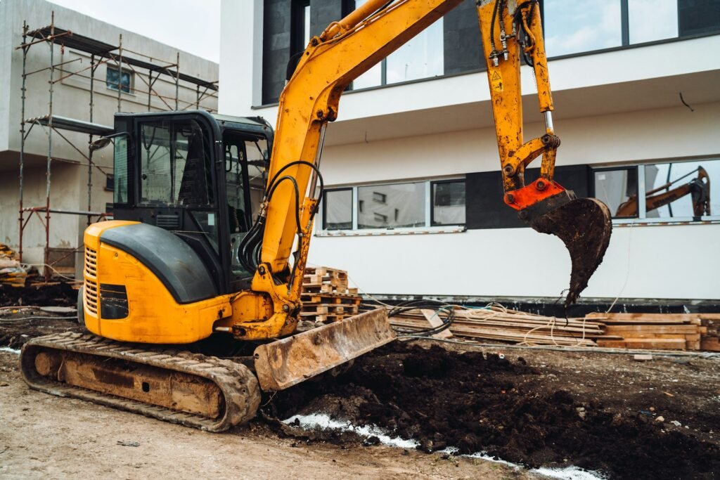Industrial machinery on construction site,